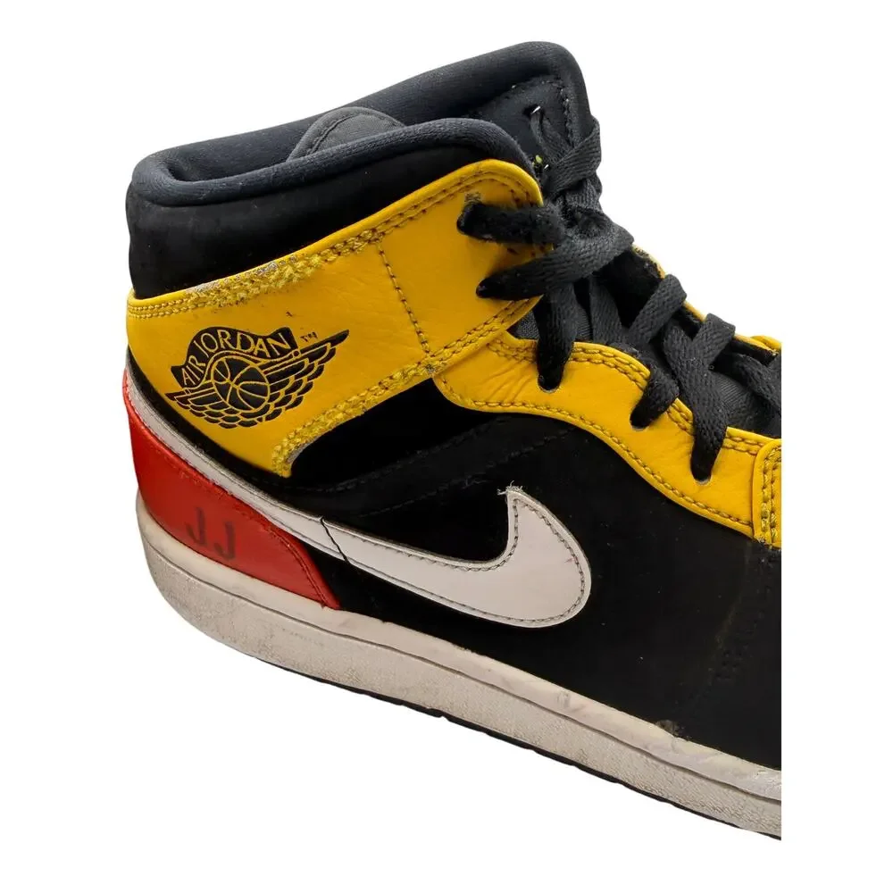 Nike Air Jordan 1 Mid Black Yellow Red Sneakers Men's Size 9.5 852542-087